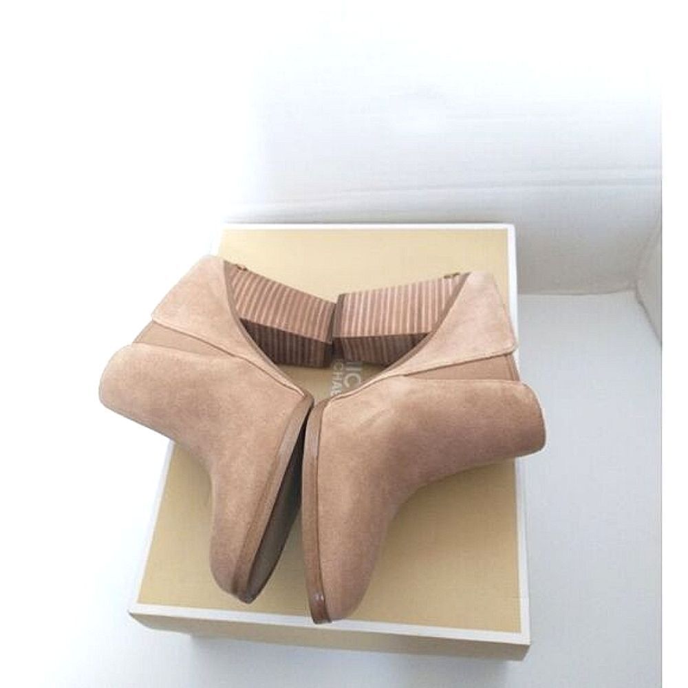 New! MICHAEL KORS Braden Pointed-Toe Suede Mules Slides Shooties Size 7 Cashew - Picture 8 of 12